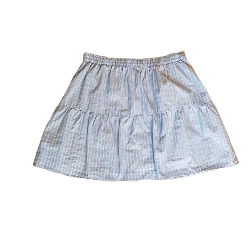 Madewell Bistro Button Front Cotton Tiered Striped Mini Skirt Size XS - Picture 7 of 8